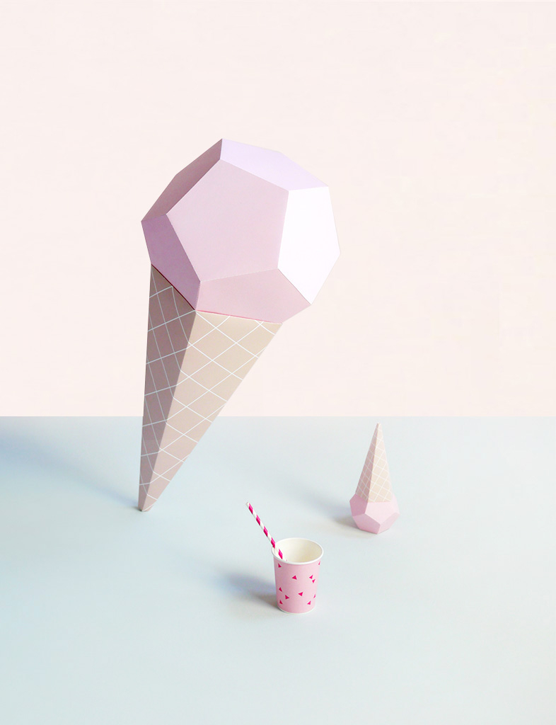 Origami Ice Cream Giant Ice Cream Paper Sculpture Kit Strawberry