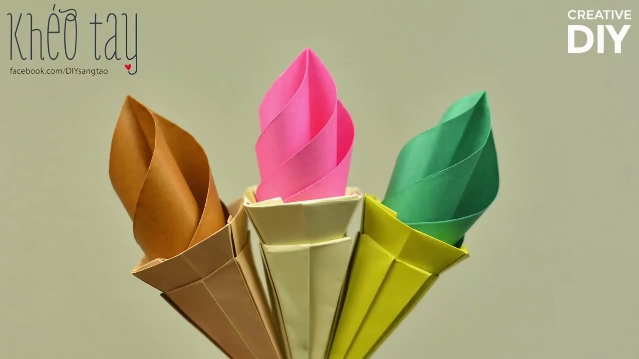 Origami Ice Cream How To Make Ice Cream Cones Paper Origami Ice Cream Cone Tutorial Creative Diy
