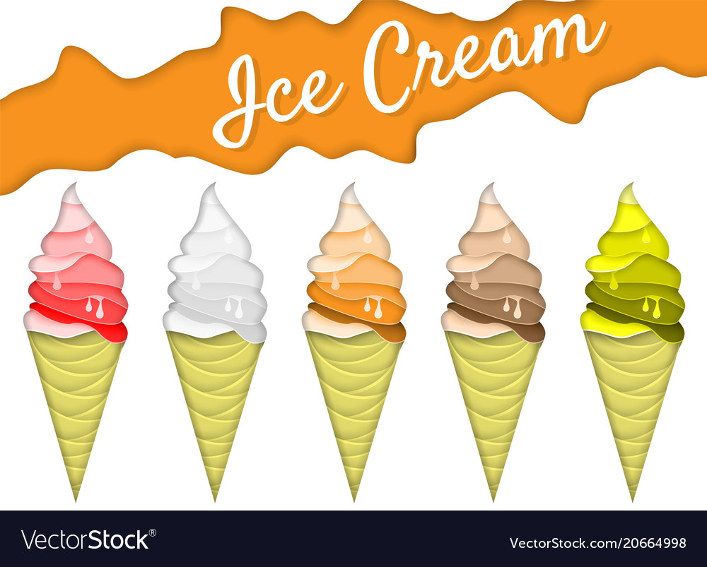 Origami Ice Cream Ice Cream Cone Icon Set In