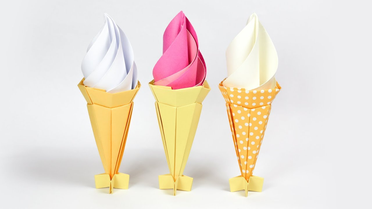 Origami Ice Cream Origami Ice Cream Cone Tutorial Paper Kawaii