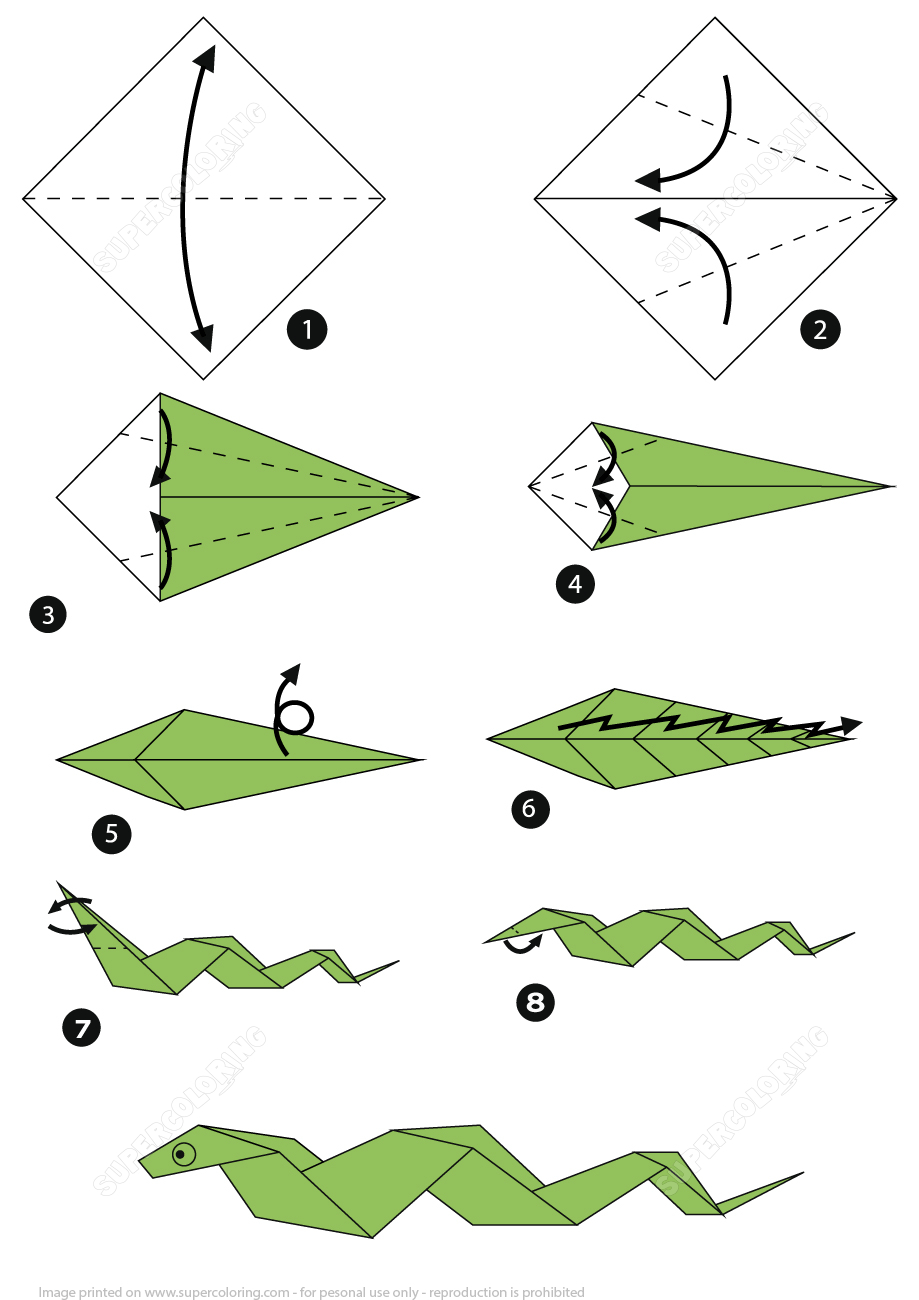 Origami Instruction Com How To Make An Origami Snake Step Step Instructions Free