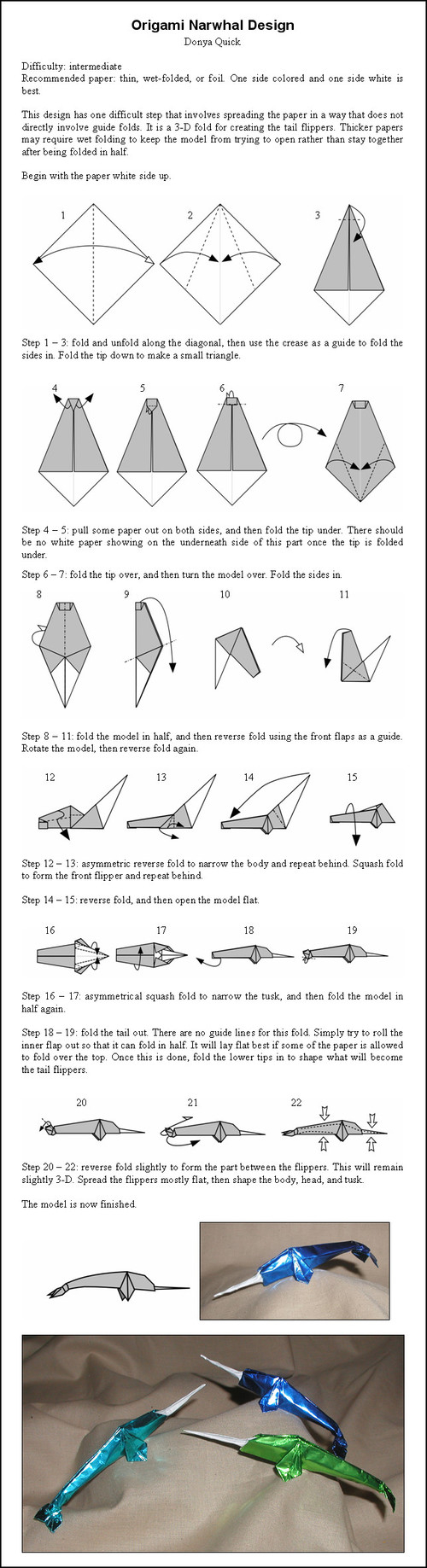 Origami Instruction Com Origami Narwhal Folding Instructions Origami Instruction