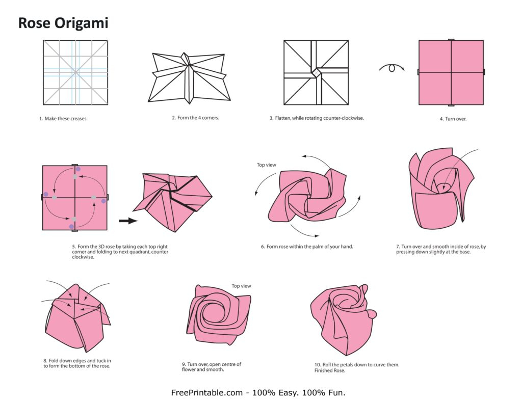 Origami Instructions Easy Free Coloring Pages Easy Origami Rose Folding Instructions How To