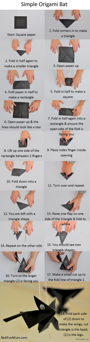 Origami Instructions Easy Simple Origami Bat Be A Fun Mum