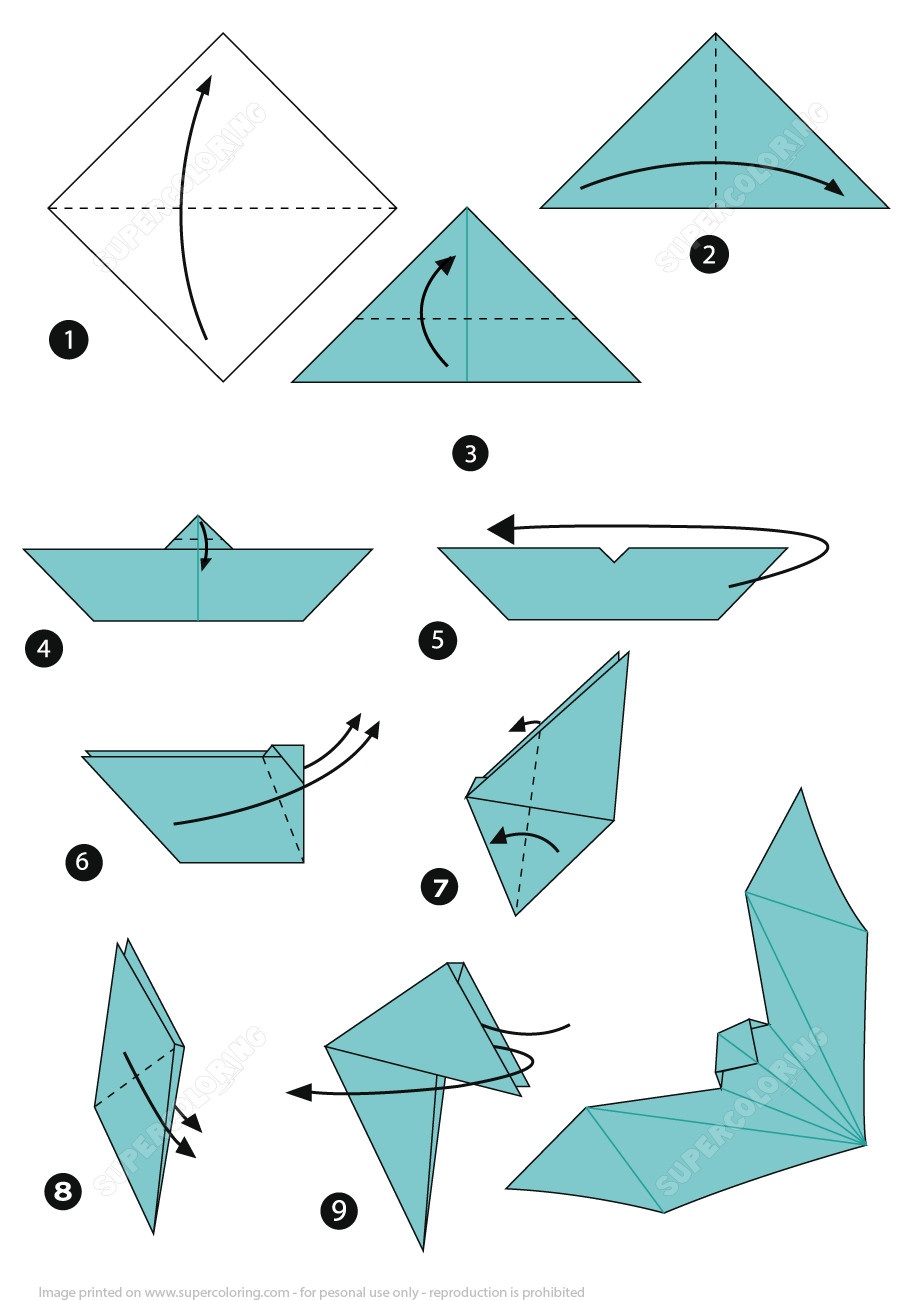 Origami Instructions To Print Origami Bat Instructions Free Printable Papercraft Templates
