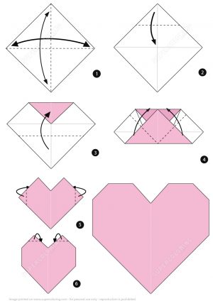 Origami Instructions To Print Origami Heart Instructions Free Printable Papercraft Templates