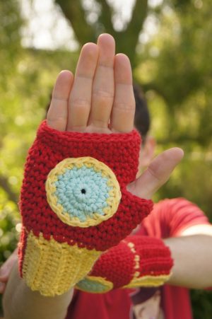 Origami Iron Man Glove Crocheted Iron Man Gloves How To Make Gloves Crochet On Cut Out
