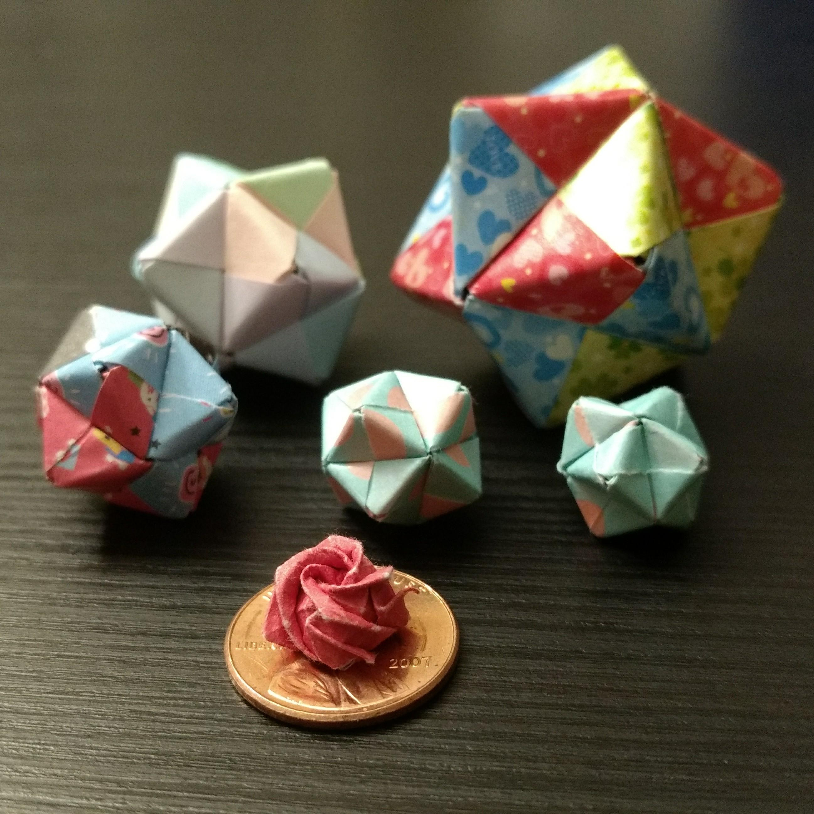 Origami Kawasaki Rose Kawasaki Rose On A Penny And Sonobe Balls Origami
