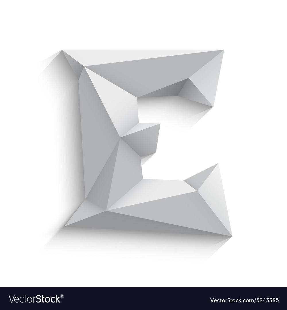 Origami Letter E 3d Letter E On White