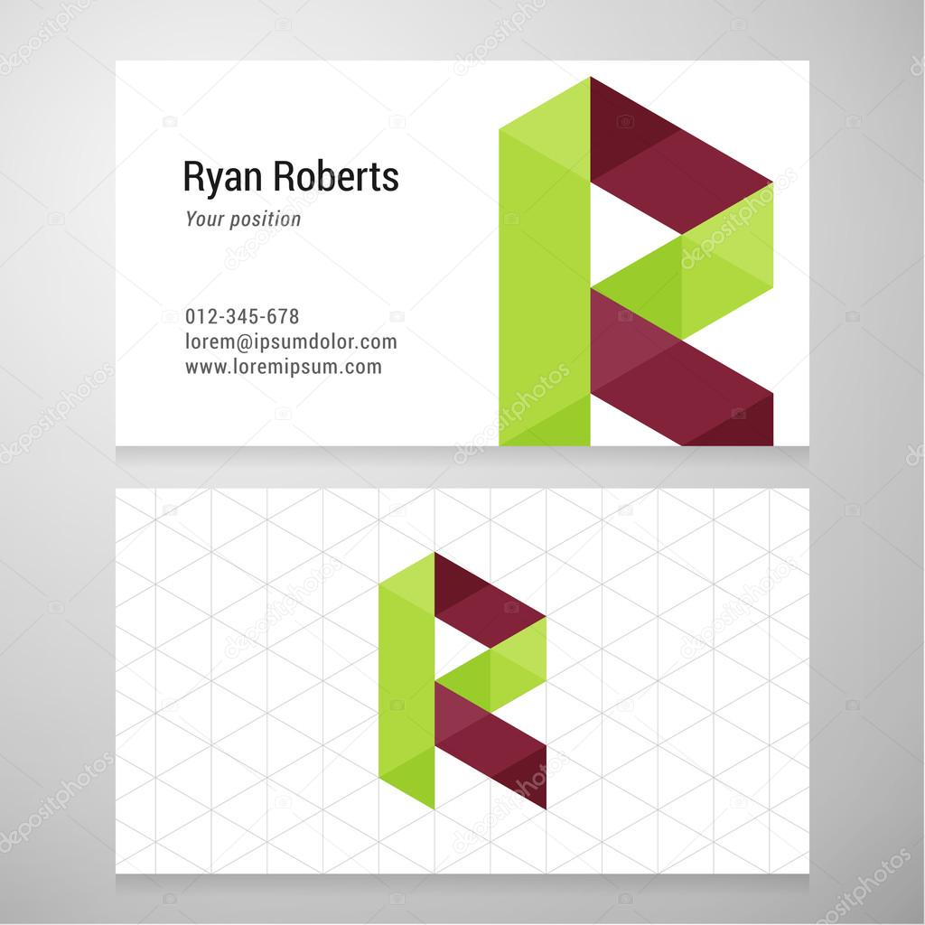 Origami Letter R Modern Letter R Origami Business Card Template Stock Vector