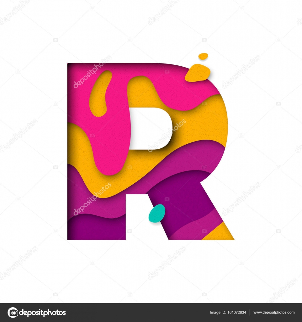 Origami Letter R Paper Cut Letter R Realistic 3d Multi Layers Papercut Isolated