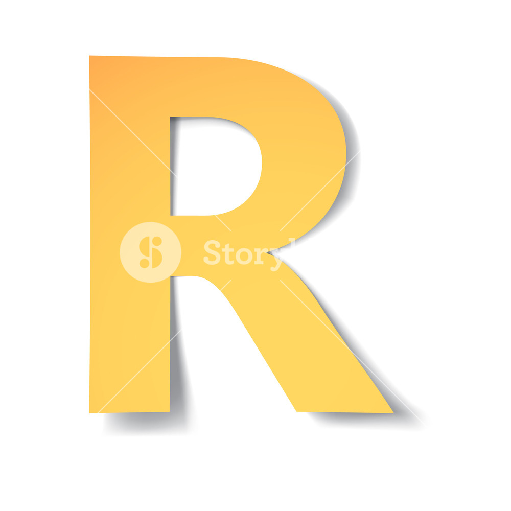Origami Letter R Yellow Gold Letter R Carved From Paper With Soft Shadow Vector