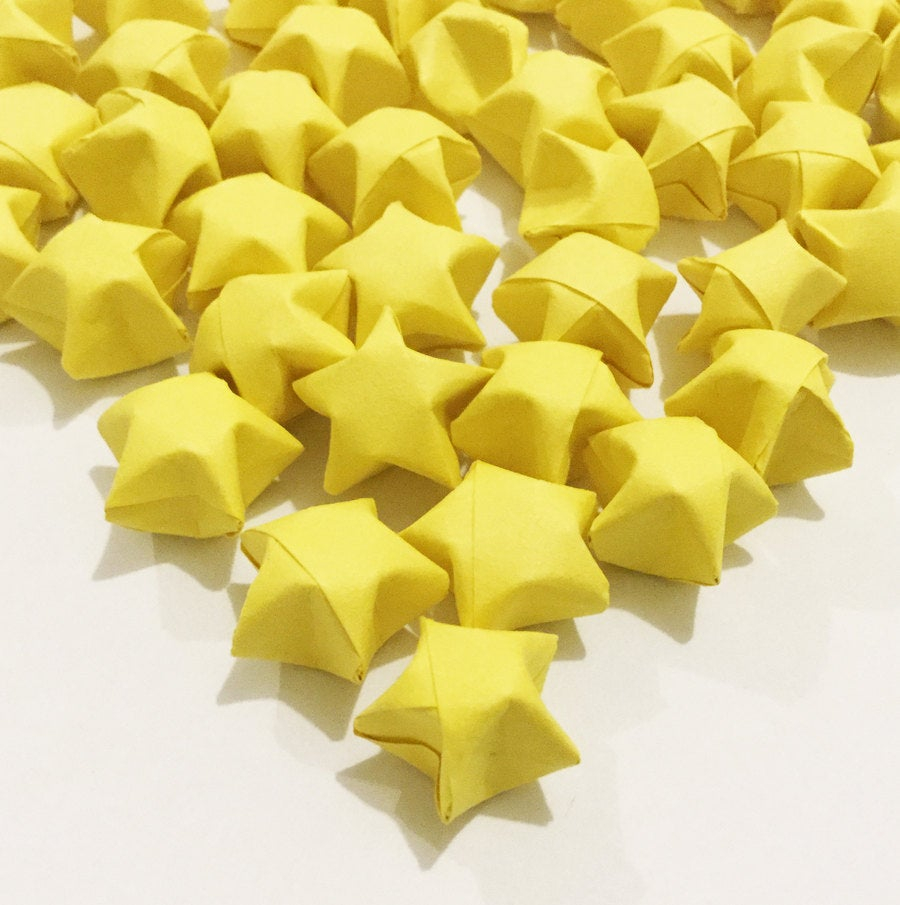Origami Lucky Star Origami Lucky Stars Plain Yellow Paper Stars Handmade Wishing Star Craft Party Wedding Thanksgiving Christmas Decoration Confetti