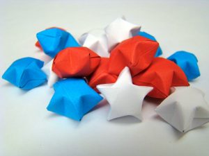 Origami Lucky Star Red White And Blue 100 Origami Lucky Stars From Origami Delights