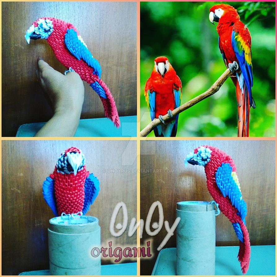 Origami Macaw Parrot Step By Step Papercraft 3d Origami Macaw Parrot Tutorial Onoyrus On Deviantart