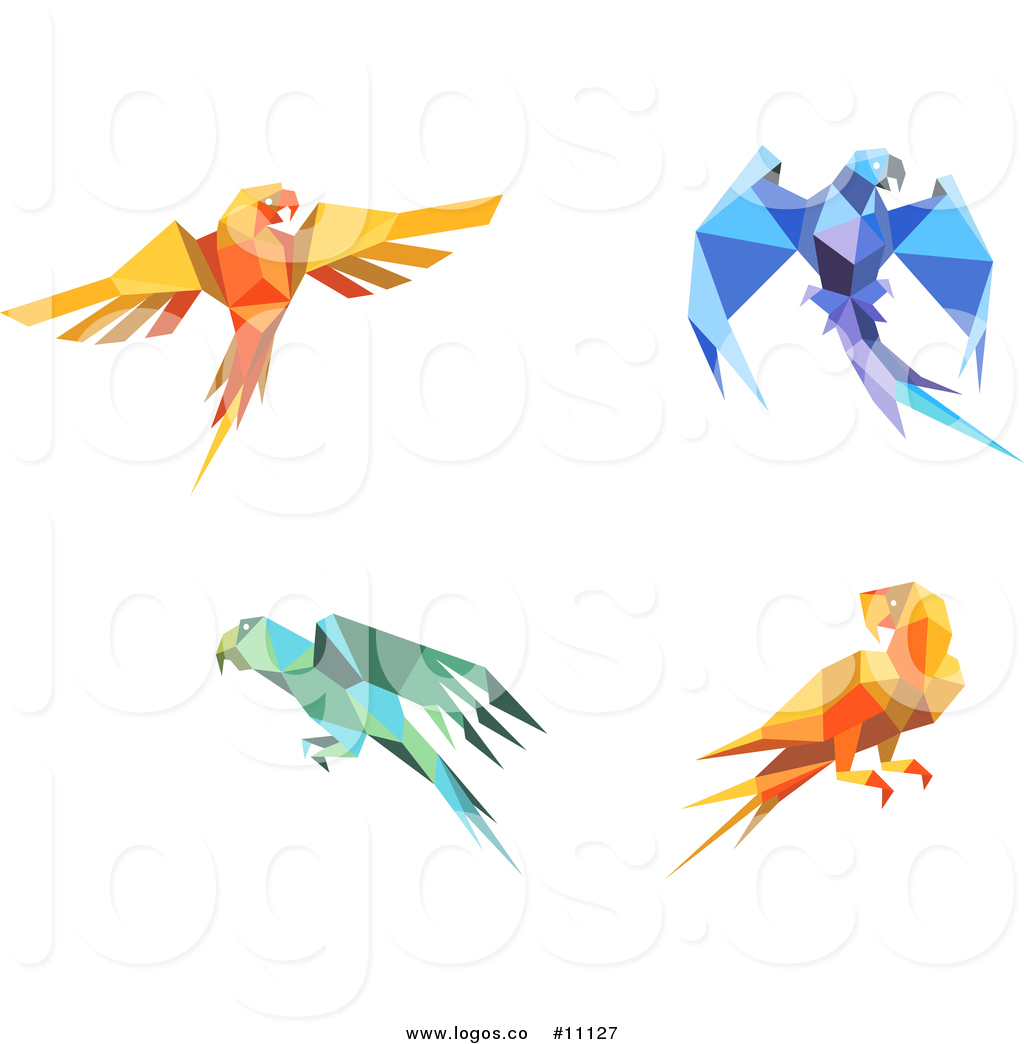 Origami Macaw Parrot Step By Step Royalty Free Vector Logos Of Origami Paper Parrots Vector
