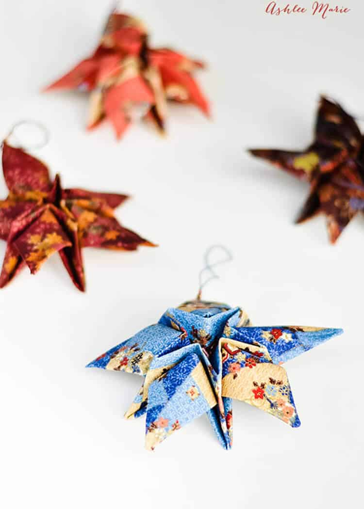 Origami Maple Seed Fabric Origami Christmas Star Ornaments Ashlee Marie Real Fun