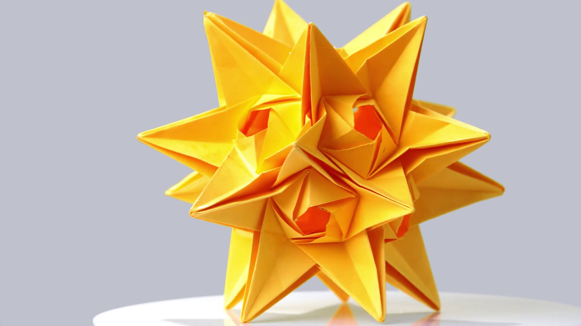 Origami Modular Star Yellow Origami Star On Gray Background Beautiful Result Of Art School Modular Technique Of Kusudama Art