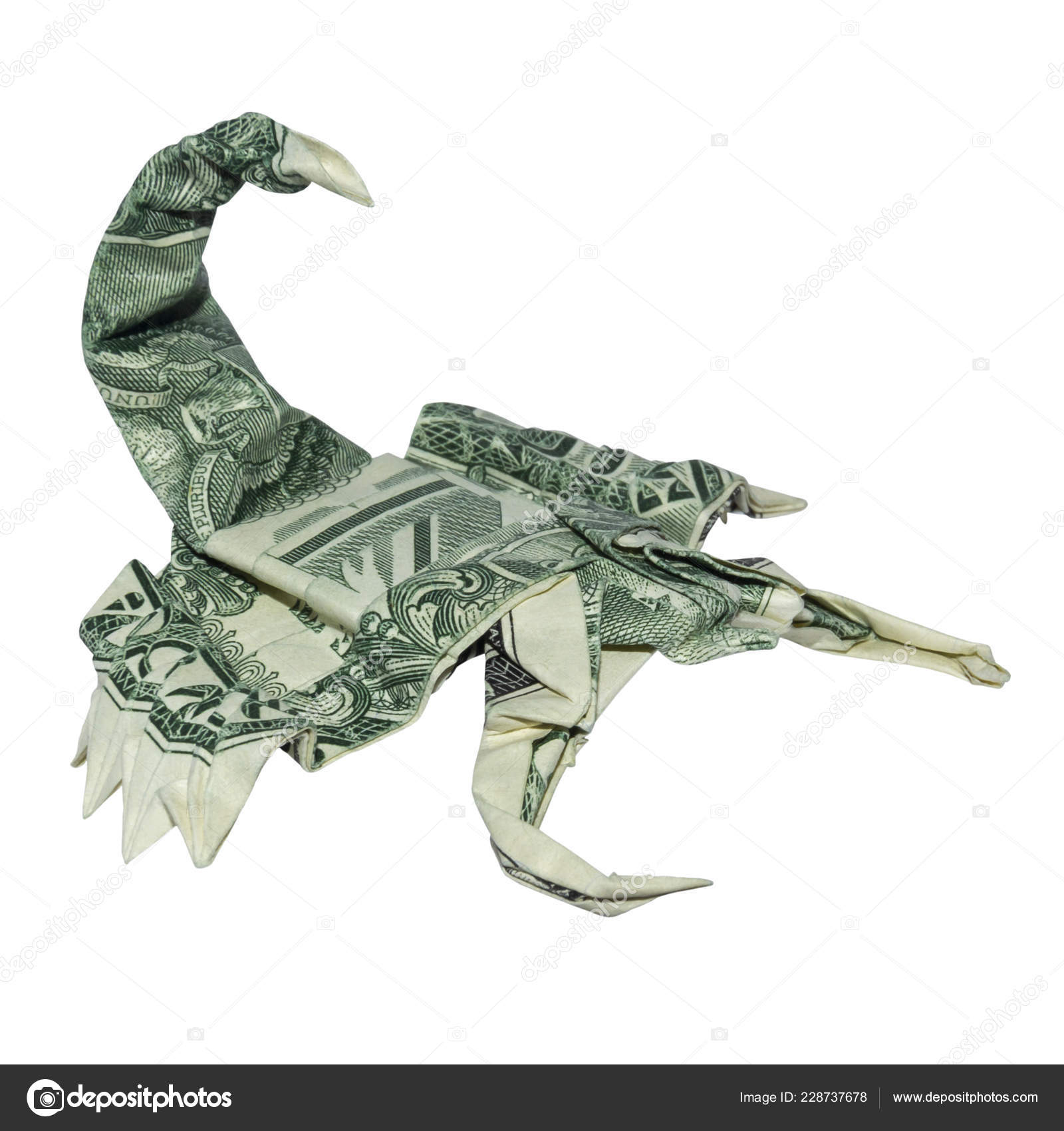Origami Money Bird Money Origami Green Scorpion Folded Real One Dollar Bill Scorpio
