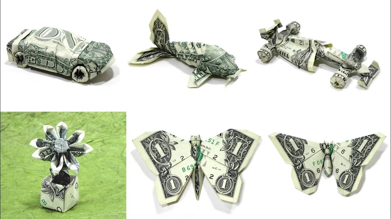 Origami Money Car Origami Dollar Tutorials Compilation Won Park Time Lapse Koi Flower Formula 1 Car Butterfly