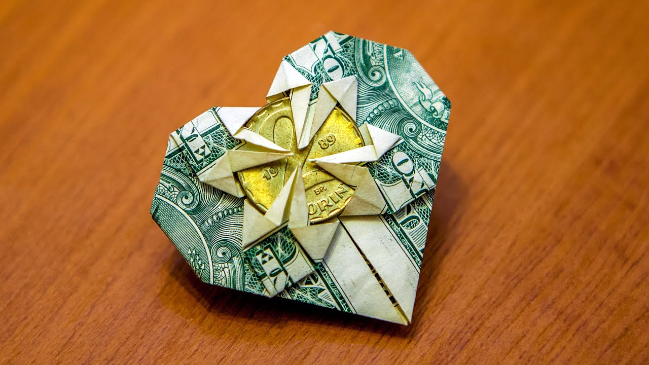 Origami Money Ideas How To Fold An Origami Money Heart Tutorial Great Gift Idea