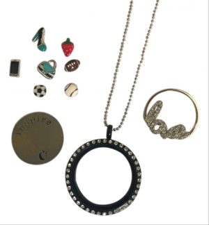 Origami Owl Ball Chain Origami Owl Black Crystal Locket Set Necklace 3 Off Retail