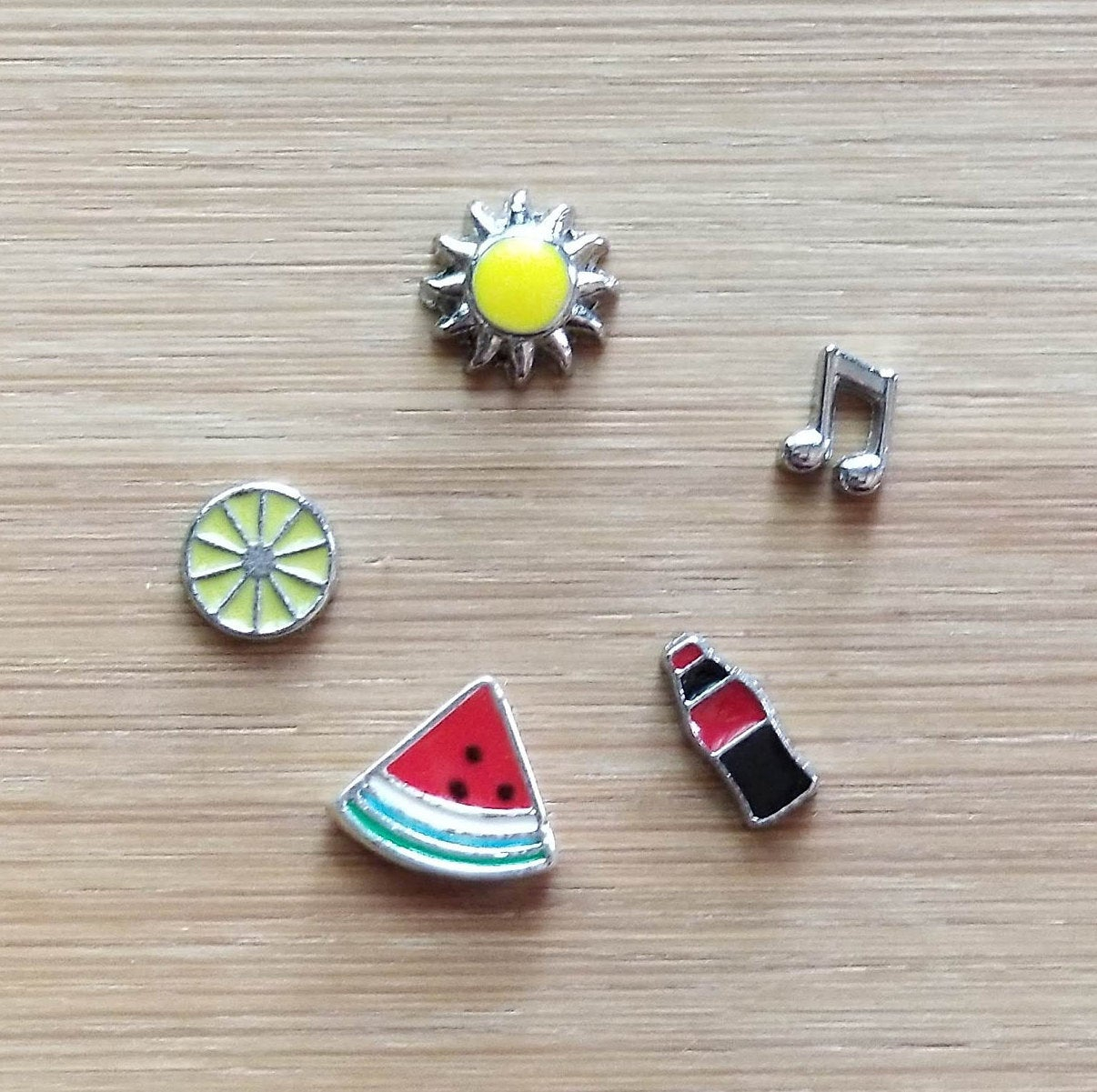 Origami Owl Summer Summer Bbq Charm Set Floating Charms Sun Lemon Slice Music Cola Watermelon Compatible With Origami Owl And Other Brands