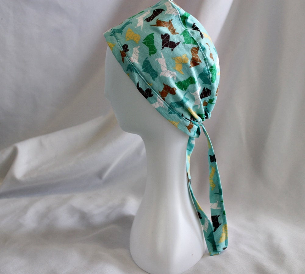 Origami Painters Hat Origami Dogs Surgical Scrub Cap Chemo Hat Etsy