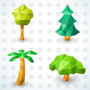 Origami Palm Tree Polygonal Origami Trees Icons Fir Palm And Deciduous Tree Stock Vector Image