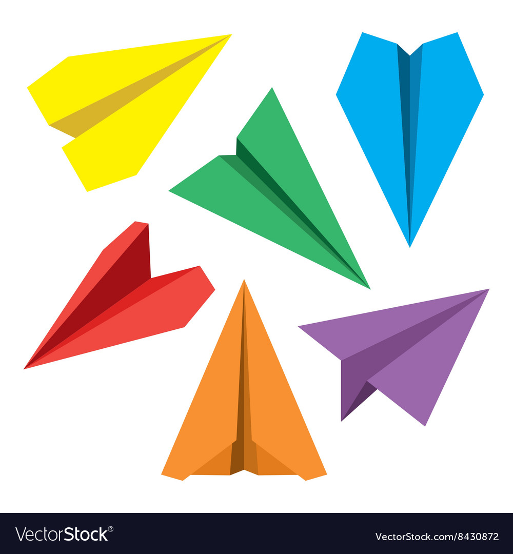Origami Paper Airplanes Paper Plane Flat Symbols Set Paper Origami