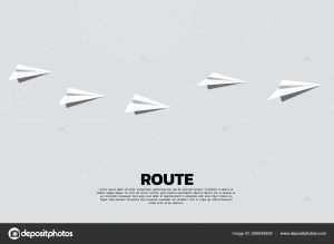 Origami Paper Airplanes Route Line Of White Origami Paper Airplane Business Concept Of