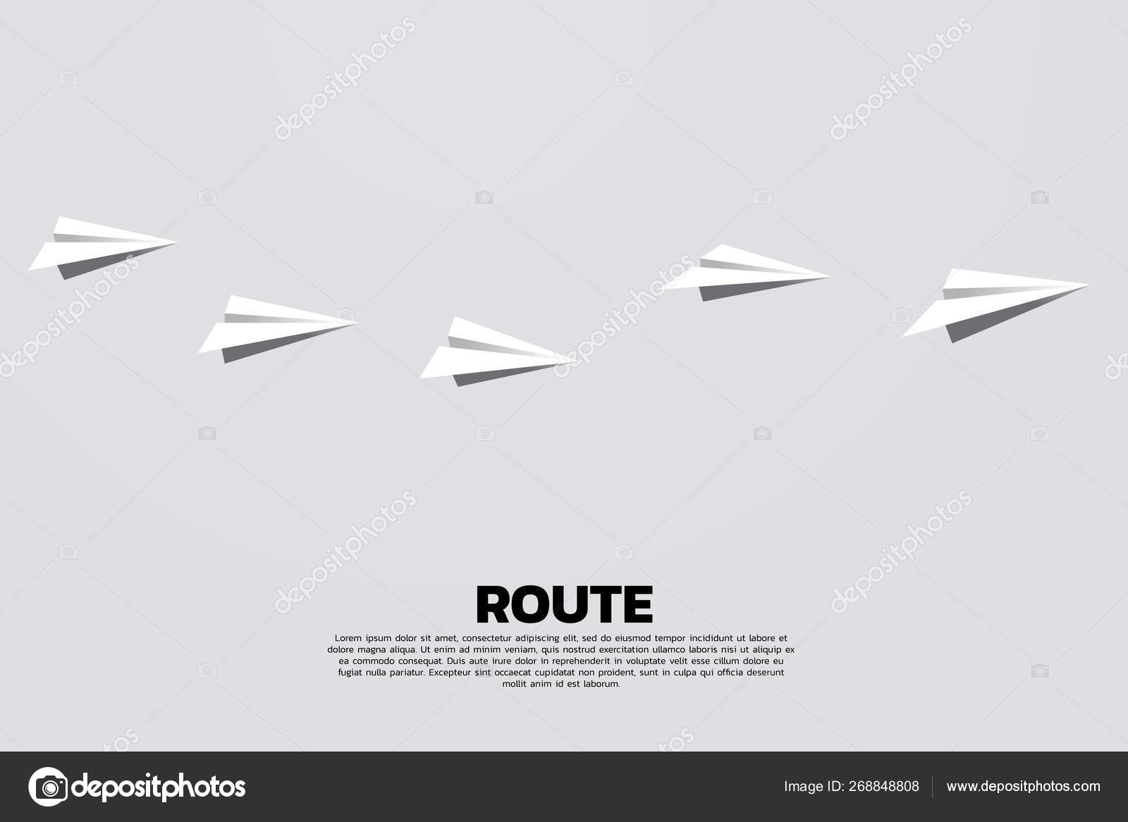 Origami Paper Airplanes Route Line Of White Origami Paper Airplane Business Concept Of