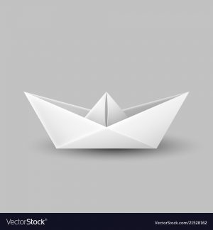 Origami Paper Boat Origami Paper Boat Ship Isolated On Gray