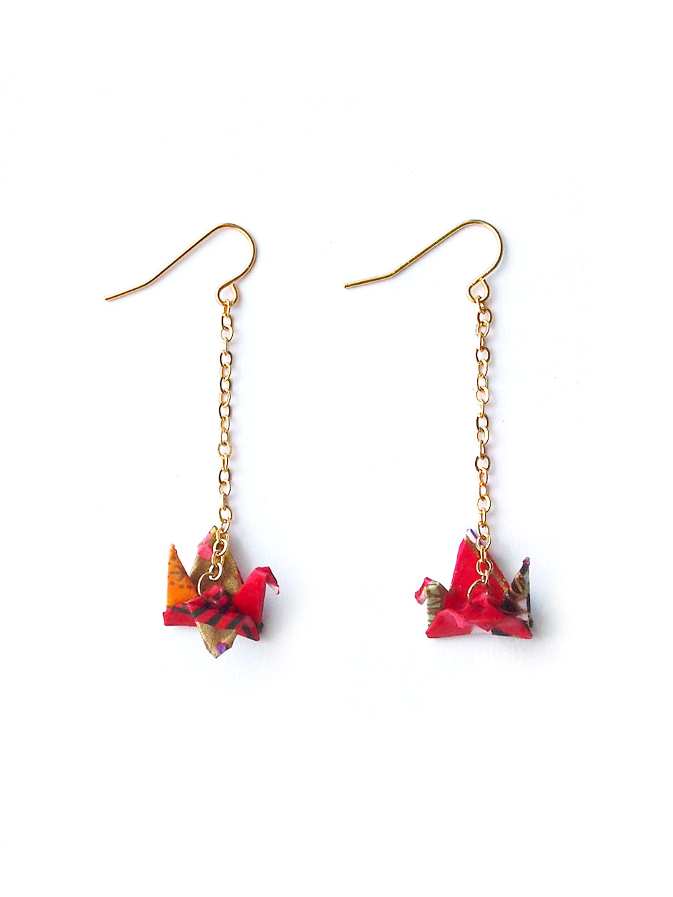 Origami Paper Crane Back In Stock Origami Paper Crane Earrings In Red