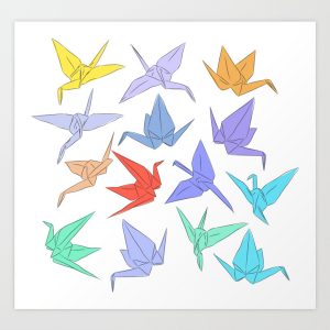 Origami Paper Crane Japanese Origami Paper Cranes Symbol Of Happiness Luck And Longevity Art Print