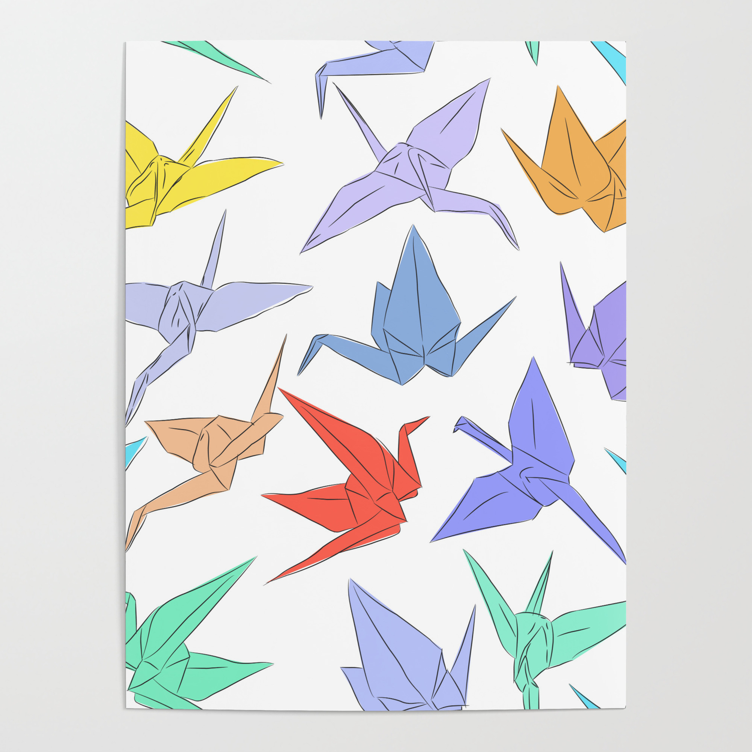 Origami Paper Crane Japanese Origami Paper Cranes Symbol Of Happiness Luck And Longevity Poster Ekaterinap