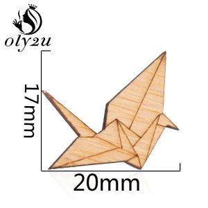 Origami Paper Crane Oly2u Enamel Origami Bird Wooden Brooches Pin For Women Jewelry Paper Crane Lapel Pins Engravable Banquet Wedding Brooch Gifts