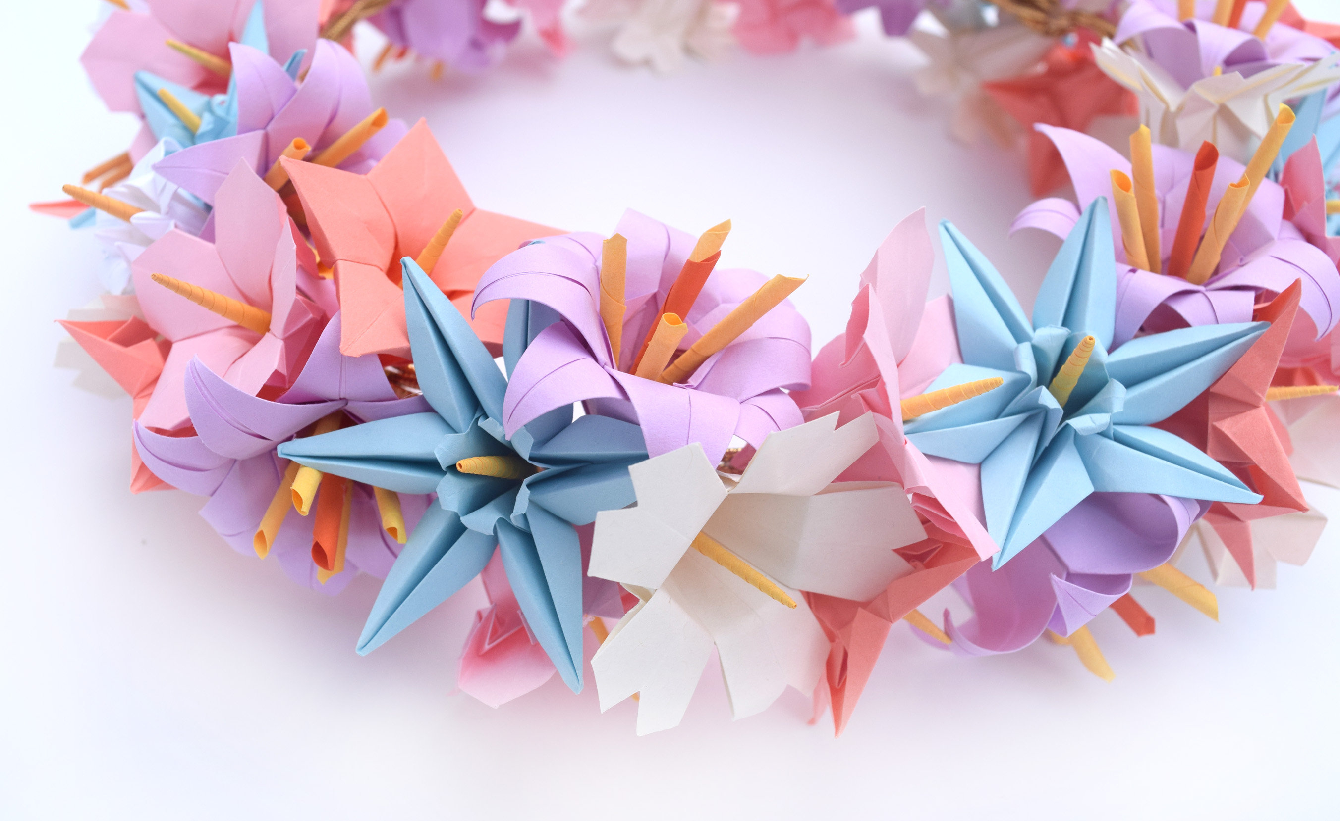 Origami Paper Crown Floral Crown Paper Floral Headband Origami Floral Halo Lavender And Pink Corona