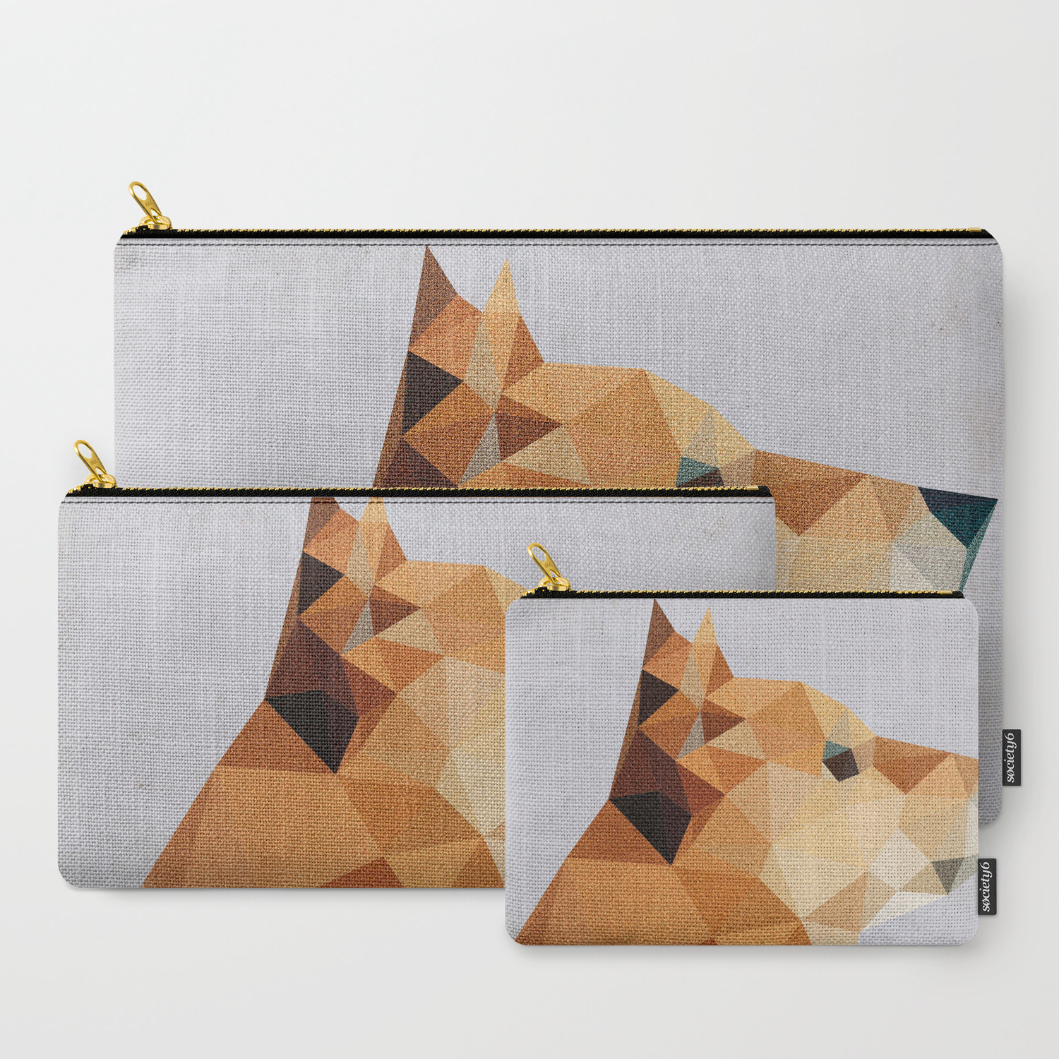 Origami Paper Pouch Geo Geometric Low Poly Triangles Vintage Dog Origami Paper Animal Carry All Pouch
