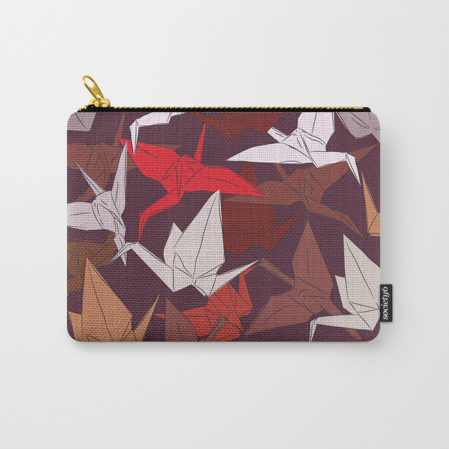Origami Paper Pouch Japanese Origami Paper Cranes Symbol Of Happiness Luck And Longevity Sketch Carry All Pouch