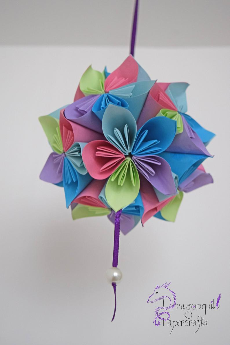 Origami Paper Ribbon Origami Paper Flower Ball Kusudama Ball Home Decor Wedding Present Medium
