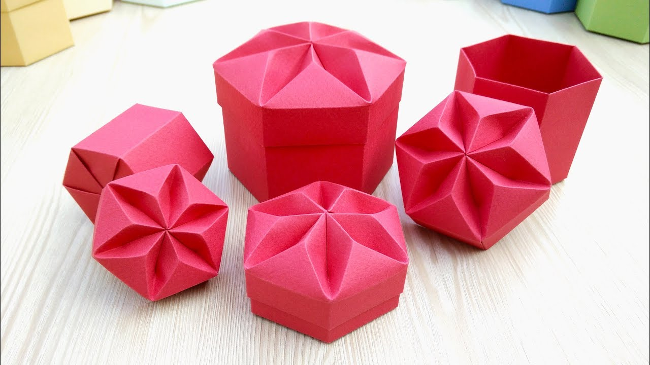 Origami Photo Box Diy Valentine Gift Box With Star Shaped Lid Really Easy Origami Hexagonal Box