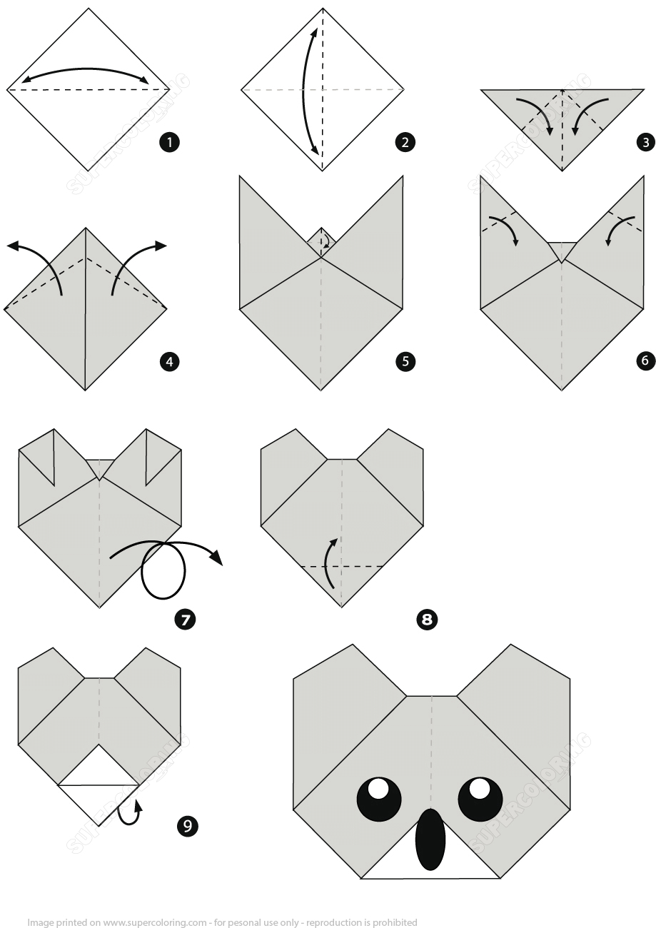 Origami Poodle Instructions How To Make An Origami Koala Face Step Step Instructions Free