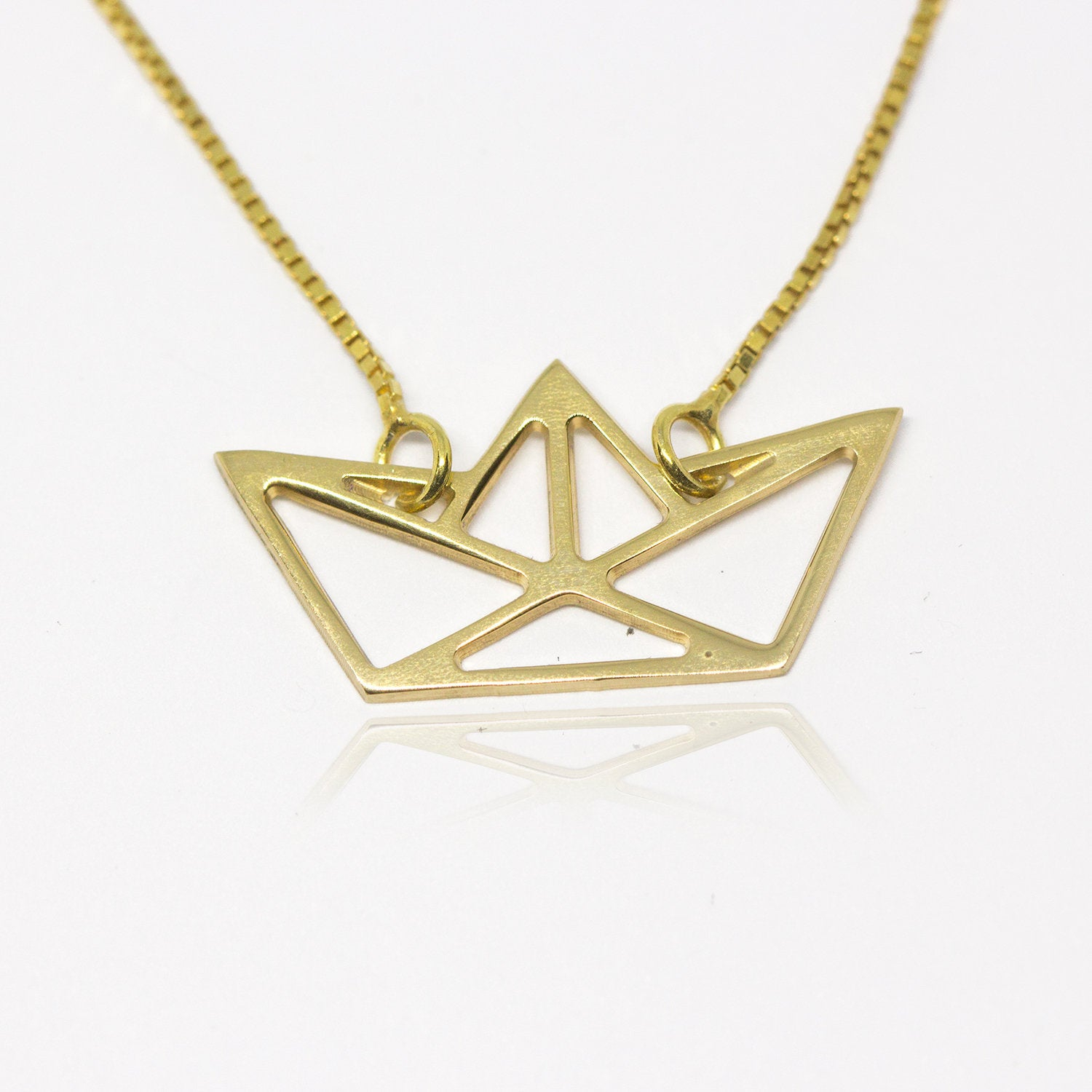 Origami Sailor Hat 14k Gold Origami Boathat Necklace Perfect Gift For Sailors Boat Lovers Necklace Ship Charm Boatshiphat Pendant