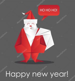 Origami Santa Claus Christmas Card With Origami Santa Claus Vector Illustration Stock