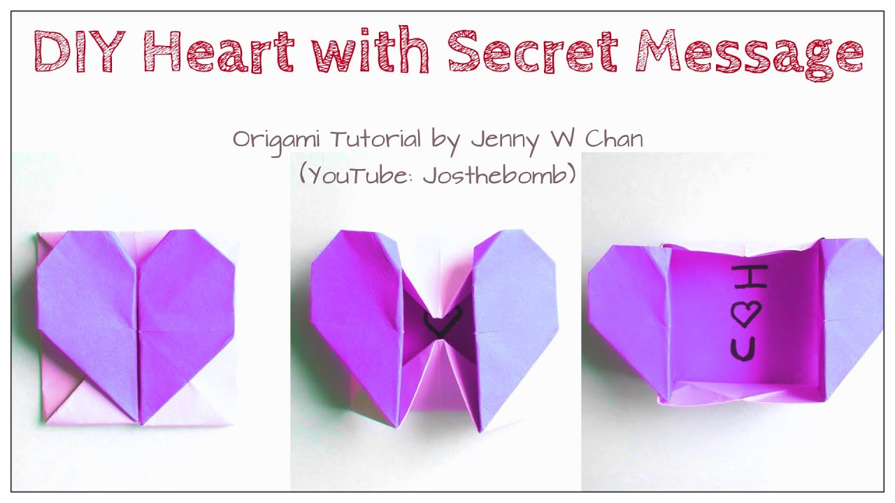 Origami Secret Heart Box Diy Origami Heart Box Envelope With Secret Message Pop Up Heart