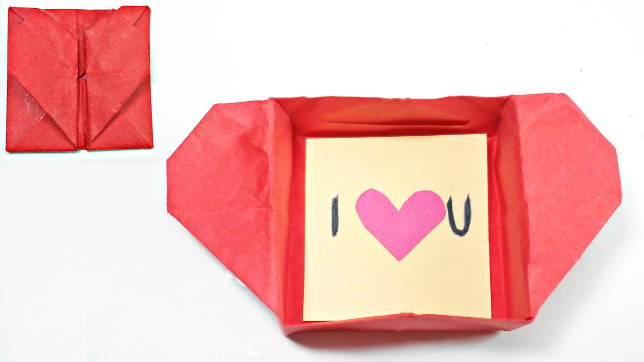 Origami Secret Heart Box Origami Valentine Love Heart Box Envelope Secret Message For Beginners Valentines Day Card Gift