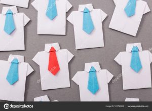 Origami Shirt And Tie Office Workers Shirt Tie Made Paper Origami Copy Space Text Stock