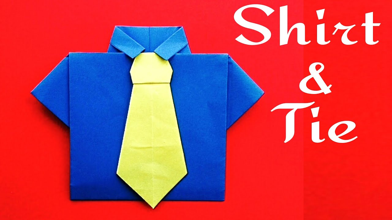 Origami Shirt And Tie Shirt And Neck Tie No Glue Required For Fathers Day Diy Origami Tutorial Paper Folds
