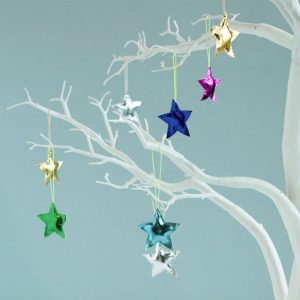 Origami Star Decorations 4x Colourful Star Tree Decorations